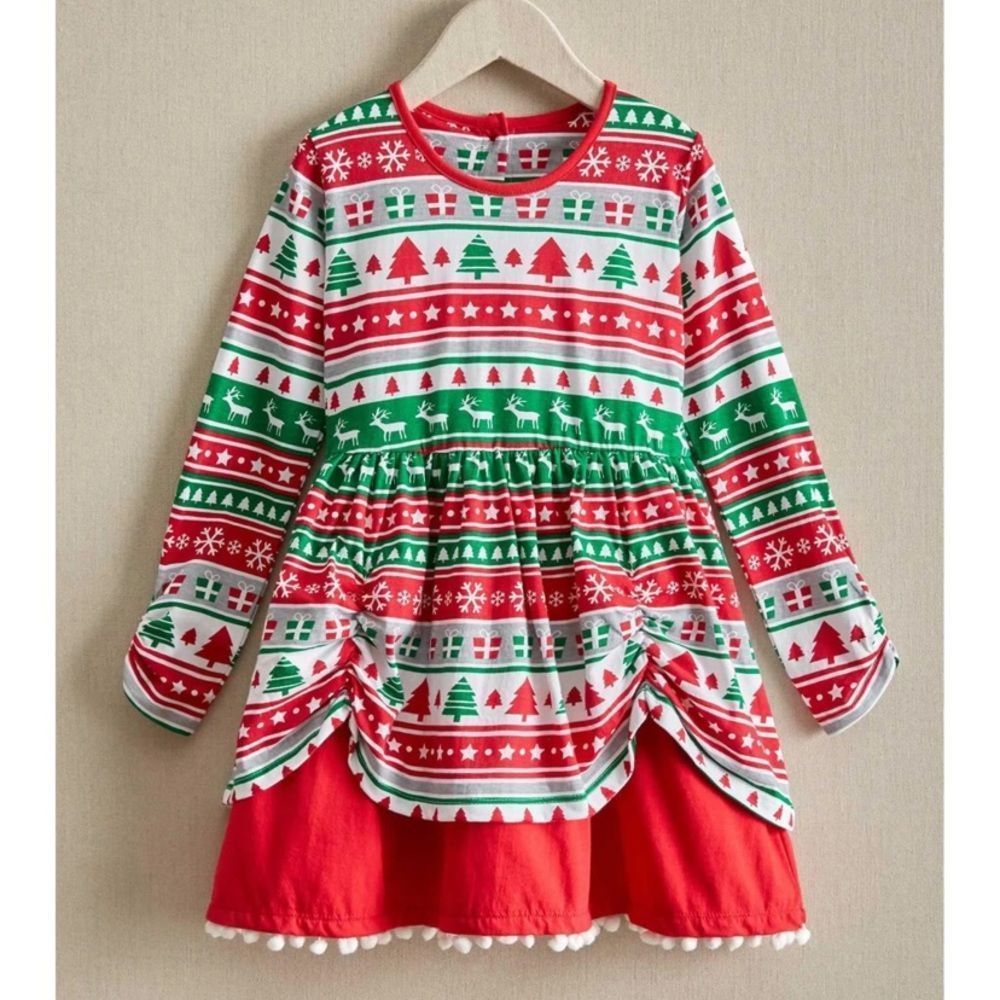 Chasing Fireflies Girls Fair Isle Reindeer Dress